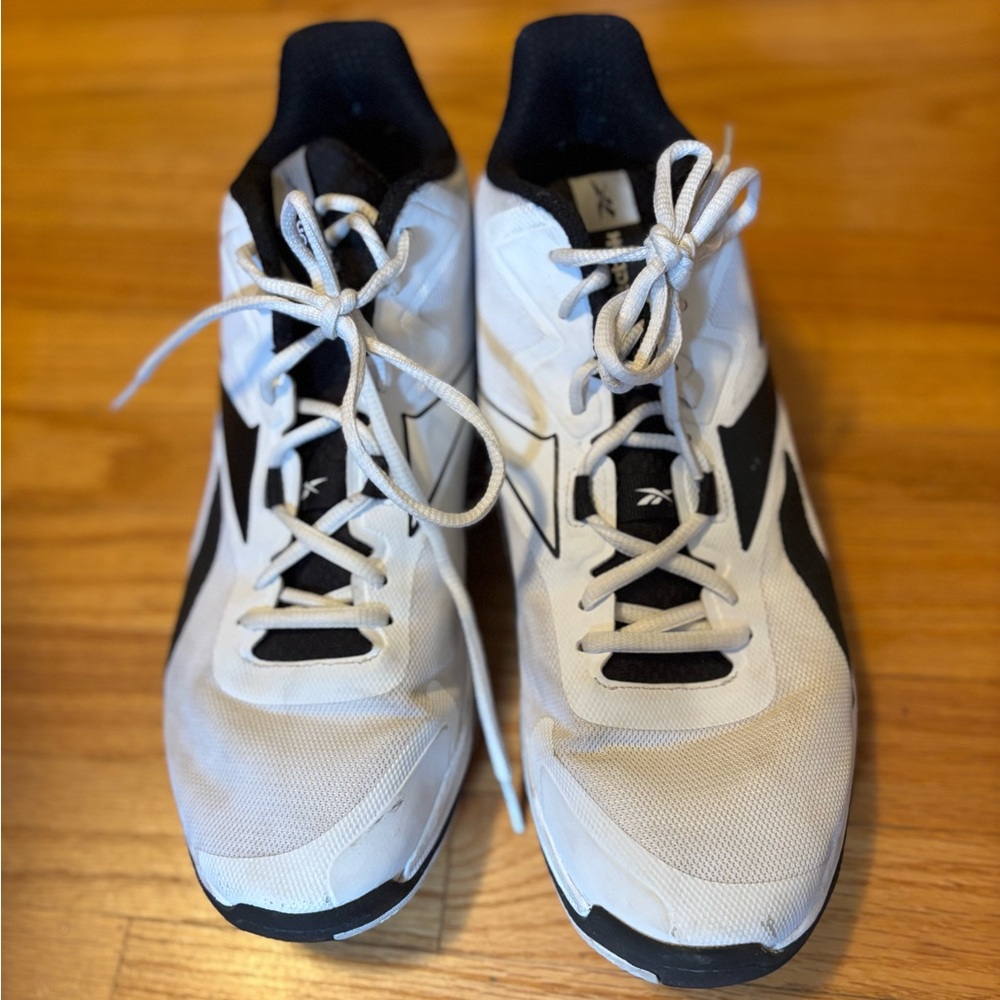 Reebok Black and White Mid Basketball Sneakers